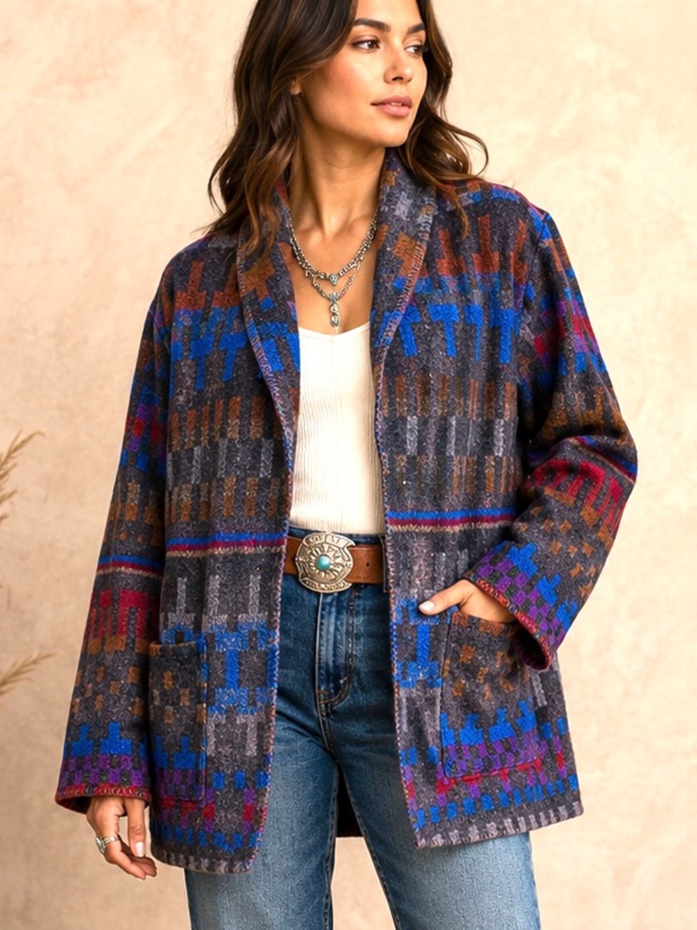 Vintage Karen Kane Aztec Style Blanket Style Jacket